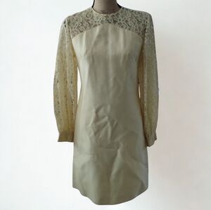 Vintage 1960s Miss Theme Lace Yellow Dress Women's Size 8